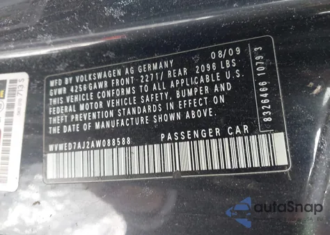 2010 Volkswagen Gti 2-Door z USA, uszkodzony, nr VIN WVWED7AJ2AW088588